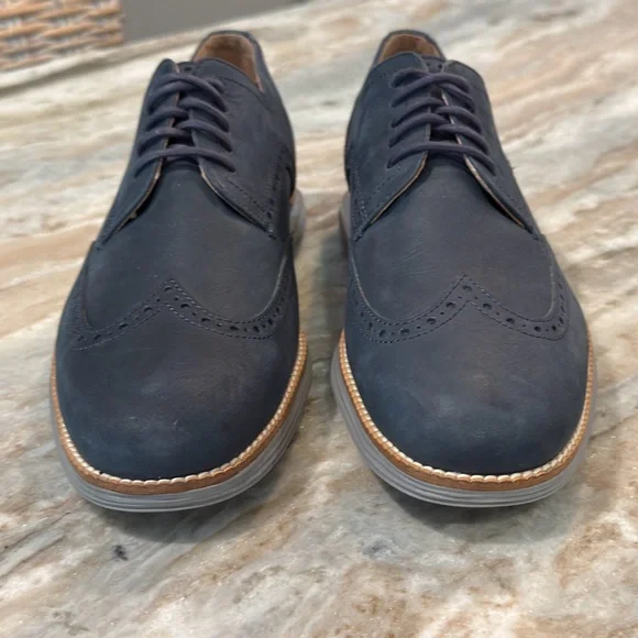 Men’s COLE HAAN Original Grand wingtip blue oxfords- Size 9 - Picture 5 of 11